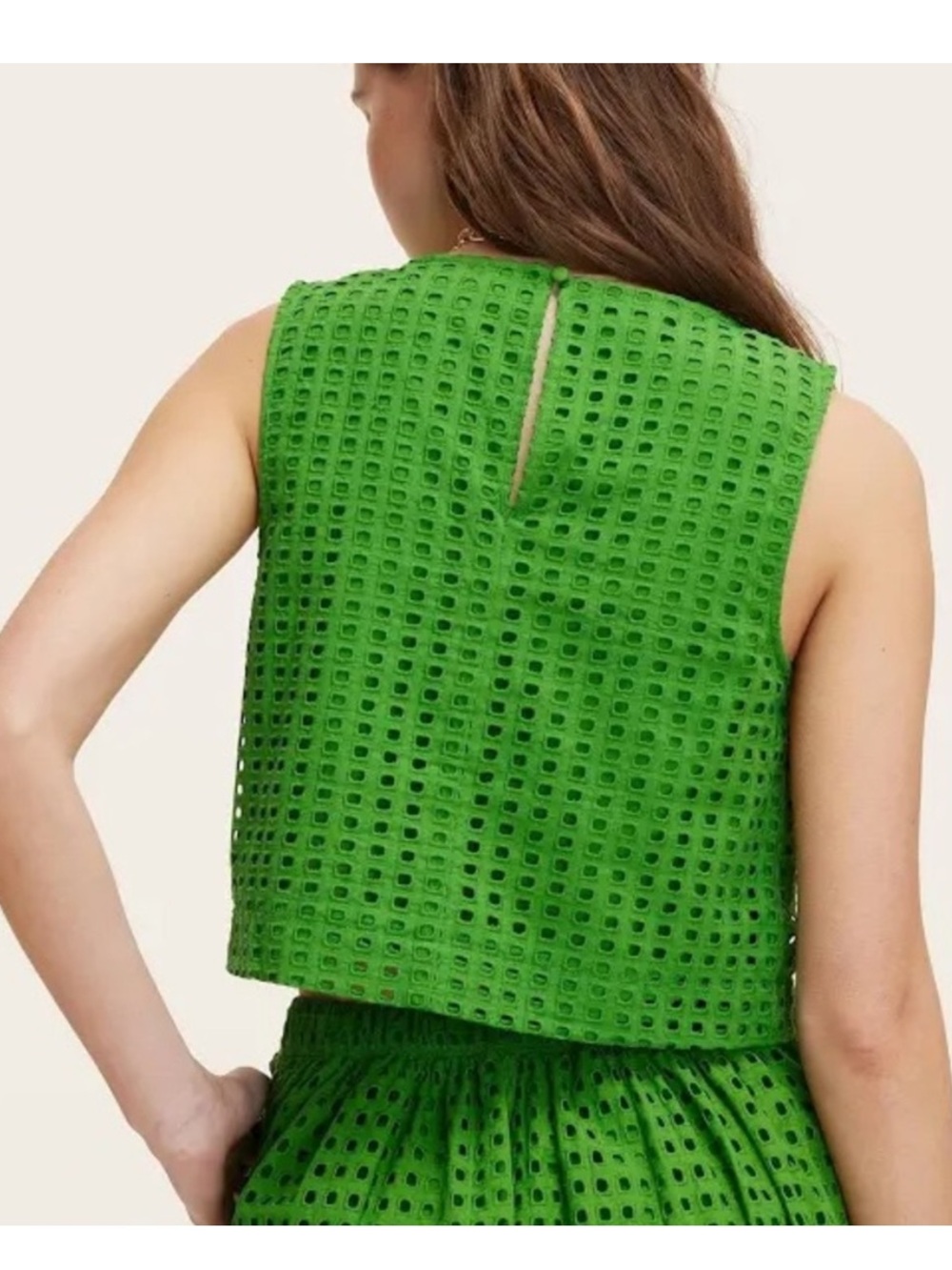 Kate Spade New York Green Sleeveless Eyelet Crop Top - Picture 2 of 7